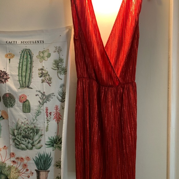 Oh My Love Red Metallic Pleated Dress - Picture 3 of 8